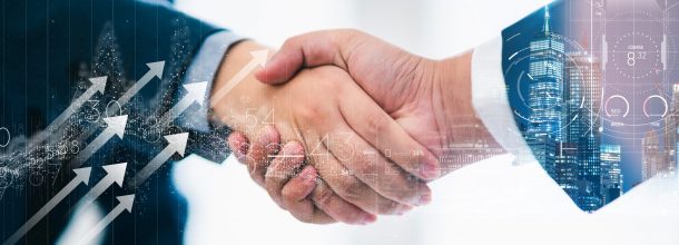 successful agreement business strategy brainstorm businessman handshake togetherwith virtual vision graphic icondouble exposure background with free copy space for your text